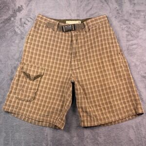 Vintage American Eagle Cargo Shorts Men's 30 Brown Plaid Gorpcore Utility Hiking